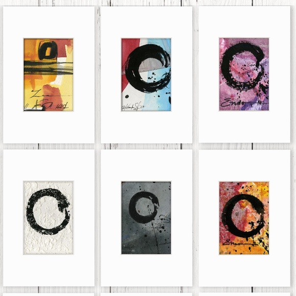 12 Enso paintings, Zen Circle abstract Original  - Enso Collection 14 - Picture 5 of 16